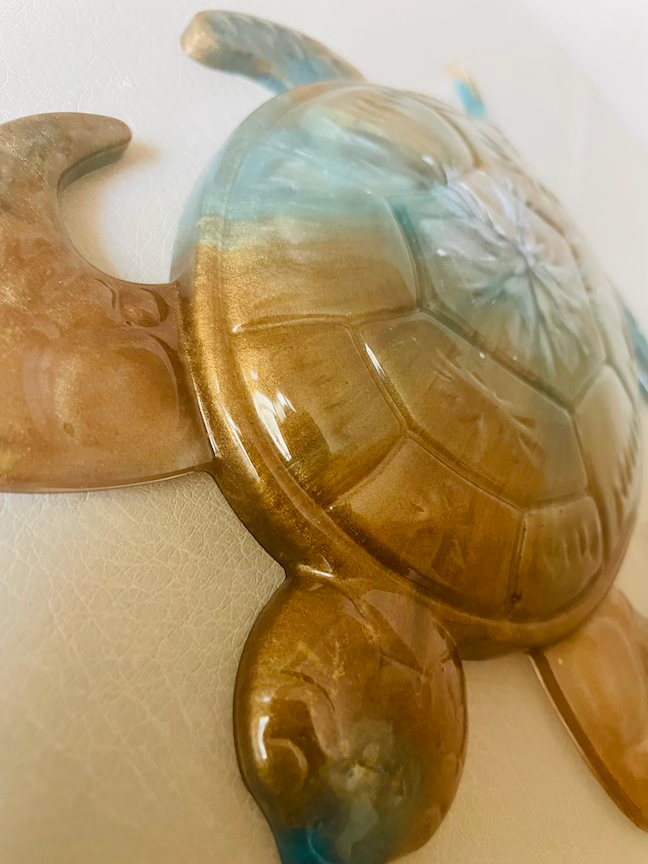 gold green hanging sea turtle