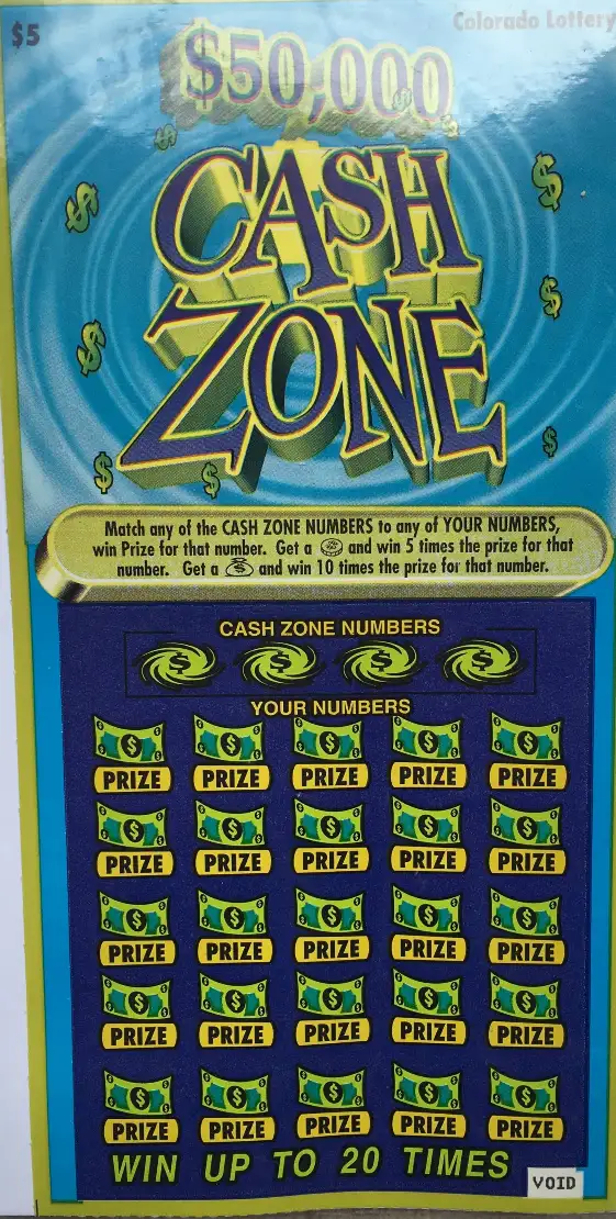 Cash zone ticket design Colorado Lottery