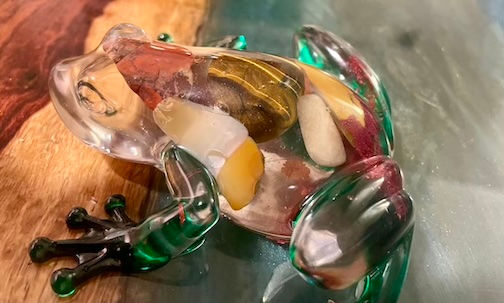 Thumbnail: Clear Resin Frog with Polished Stones in the Mould