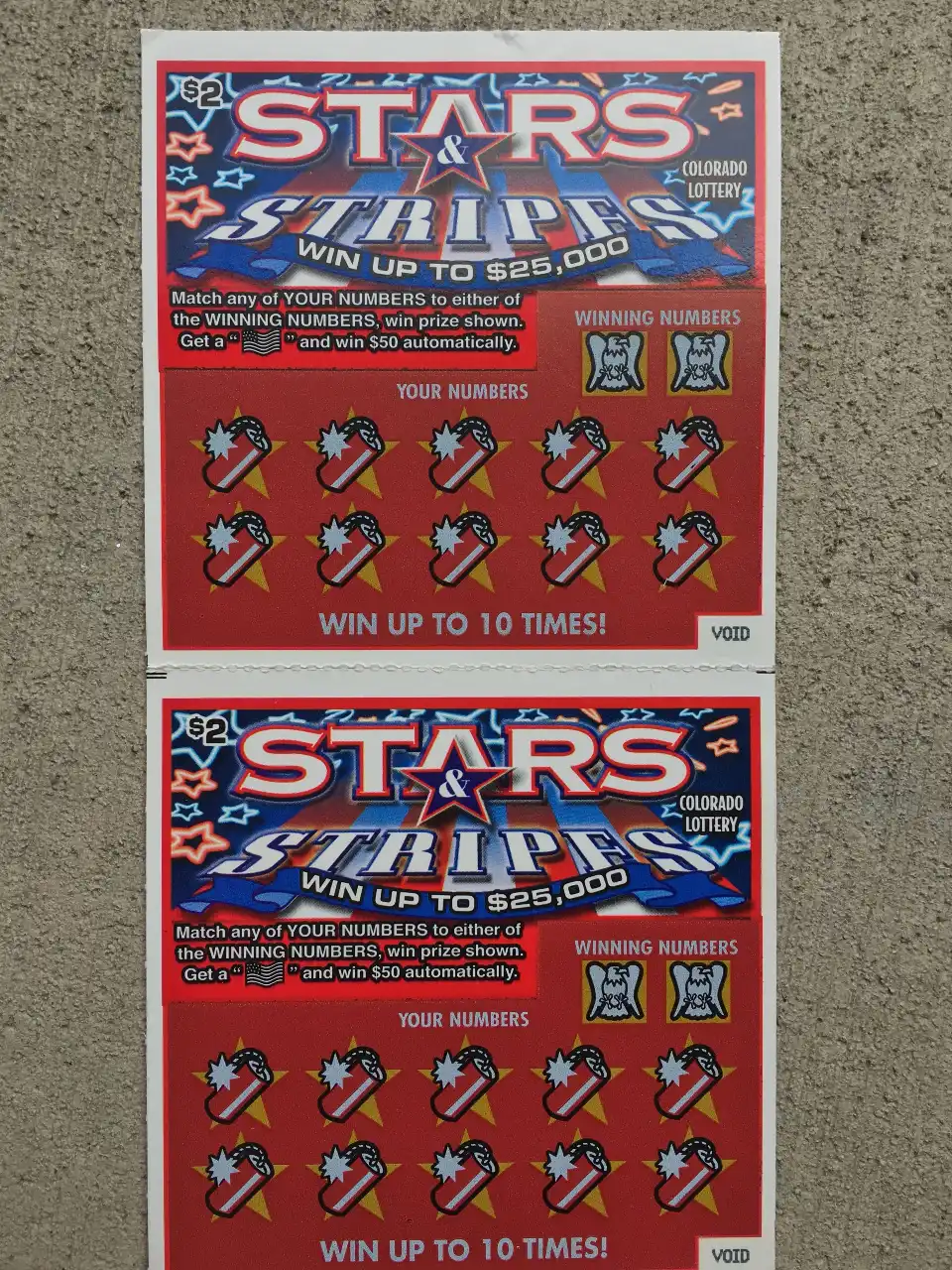 Colorado Lottery Scratch ticket Stars and Stripes