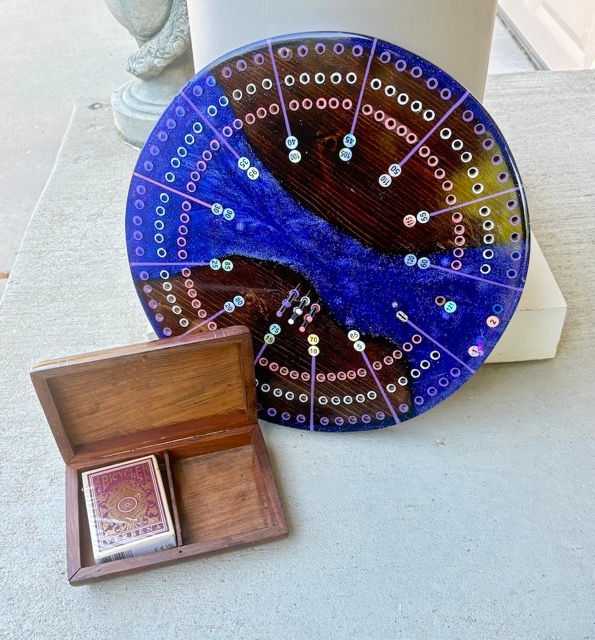 Thumbnail: purple resin cribbage board