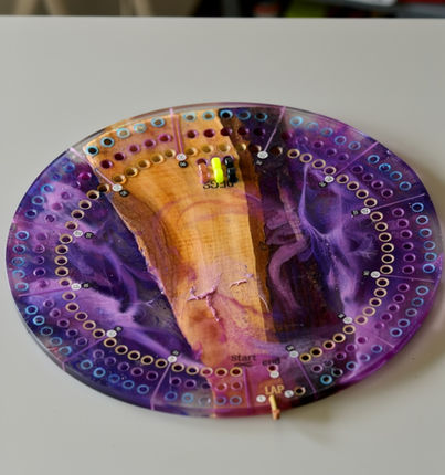 purple custom cribbage king board