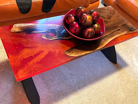 Custom lava resin river tables