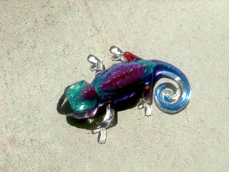 Thumbnail: Handcrafted Solid Resin Chameleon - Magenta, Turquoise, Blue, Clear