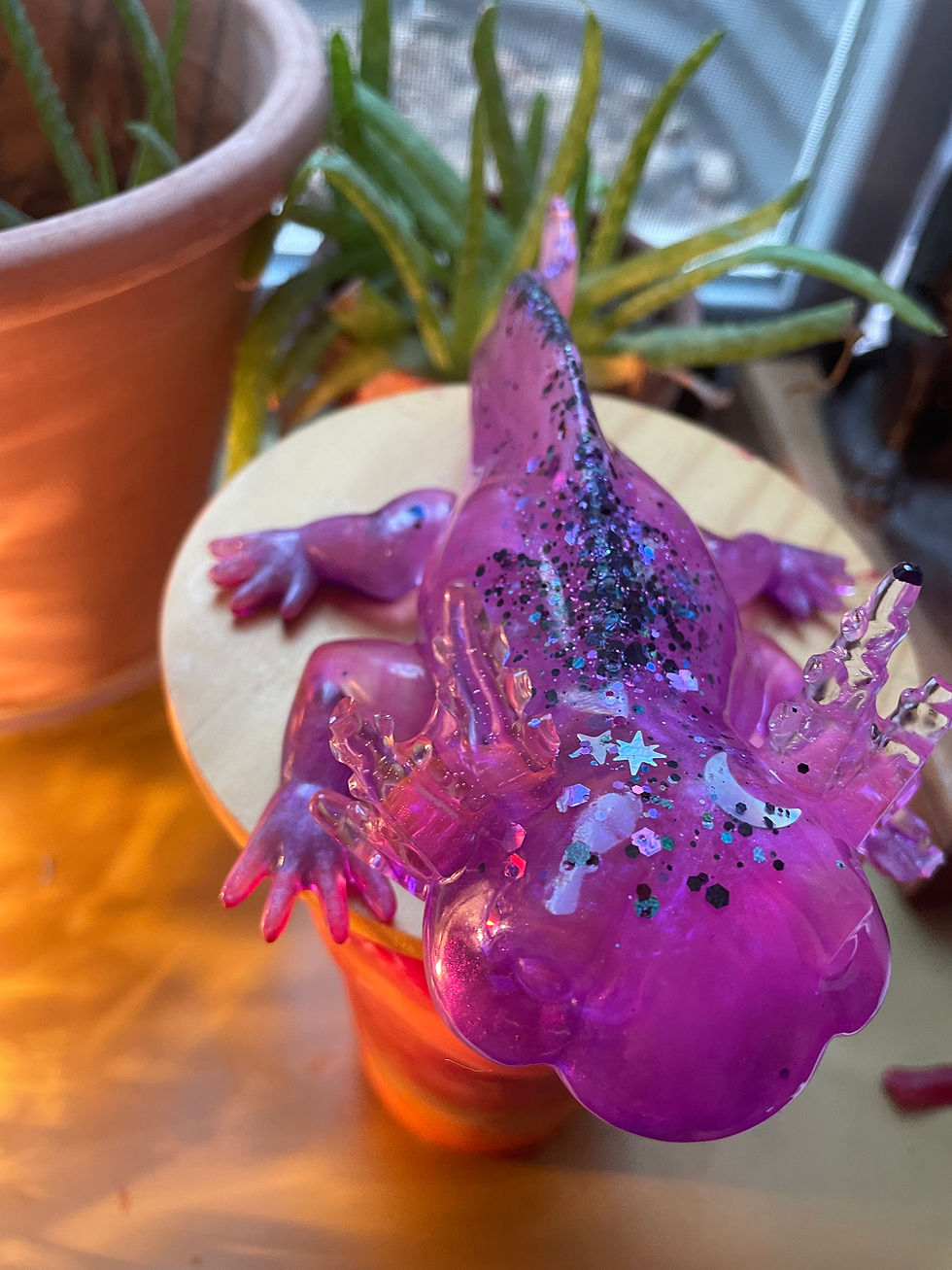 Thumbnail: Purple and red glass resin axolotl