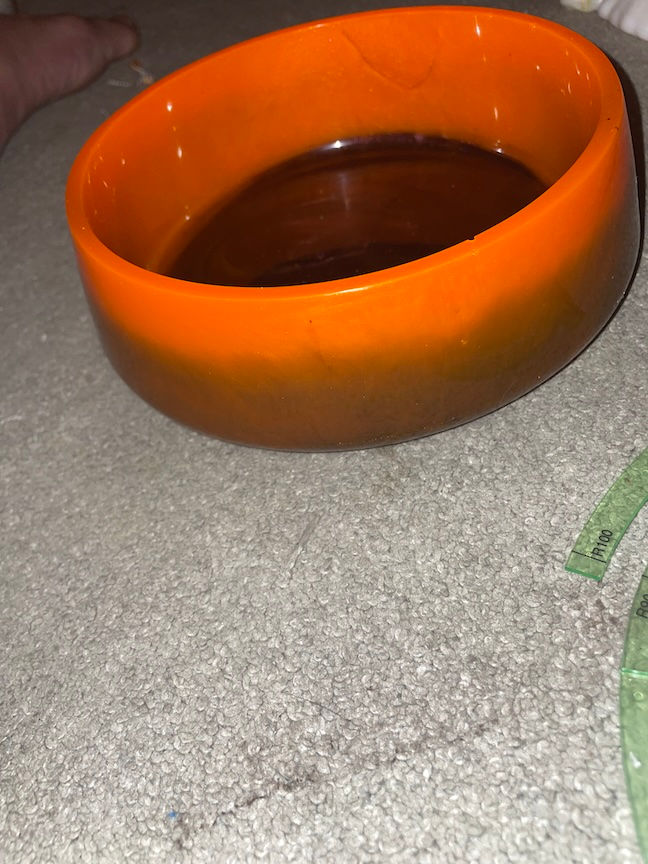 Thumbnail: Orange and bronze pet bowl