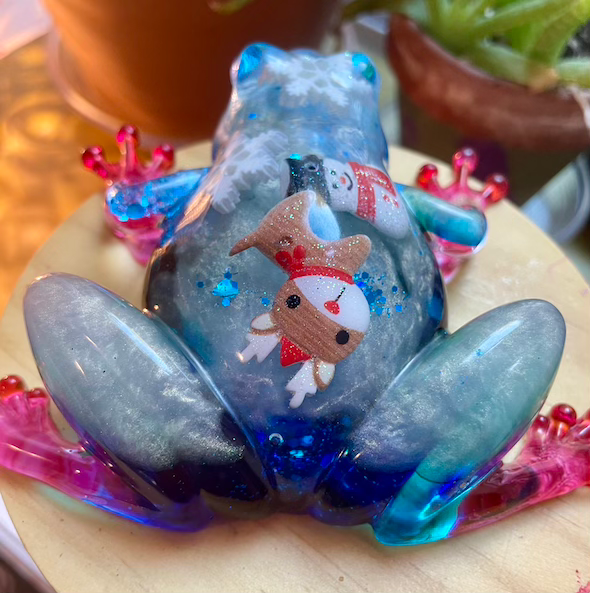 Thumbnail: Glass resin christmas ornament frog