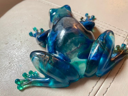 Thumbnail: Decorative Frog - Translucent Blue with River Rock