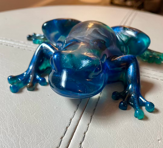 Thumbnail: Decorative Frog - Translucent Blue with River Rock