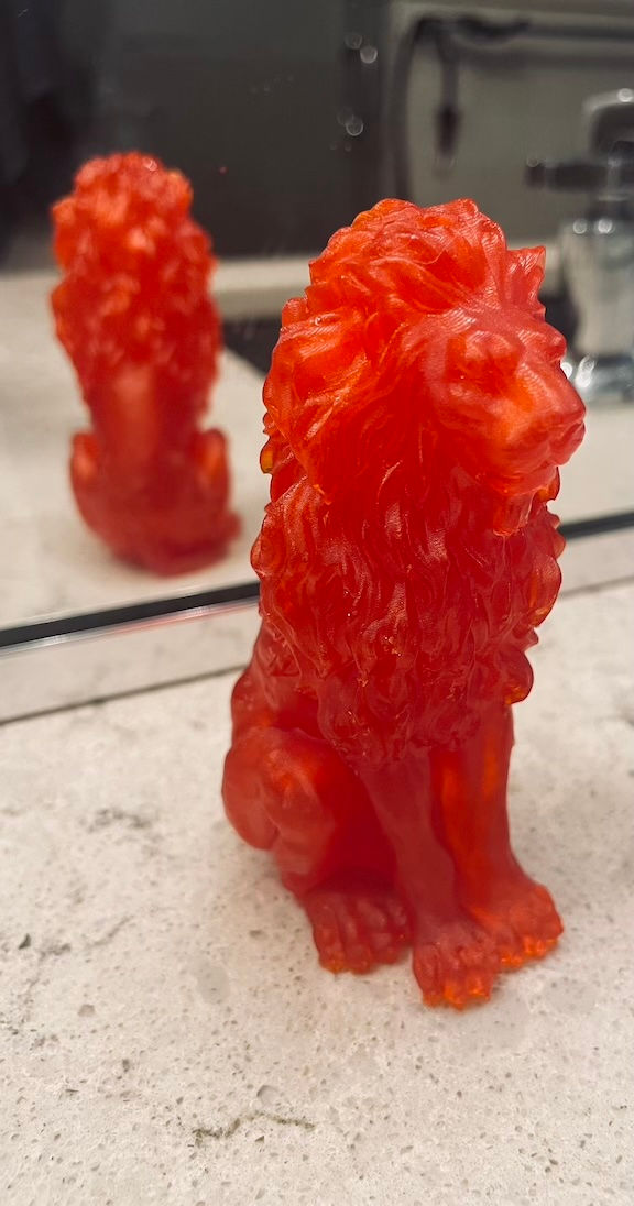red lion figurine