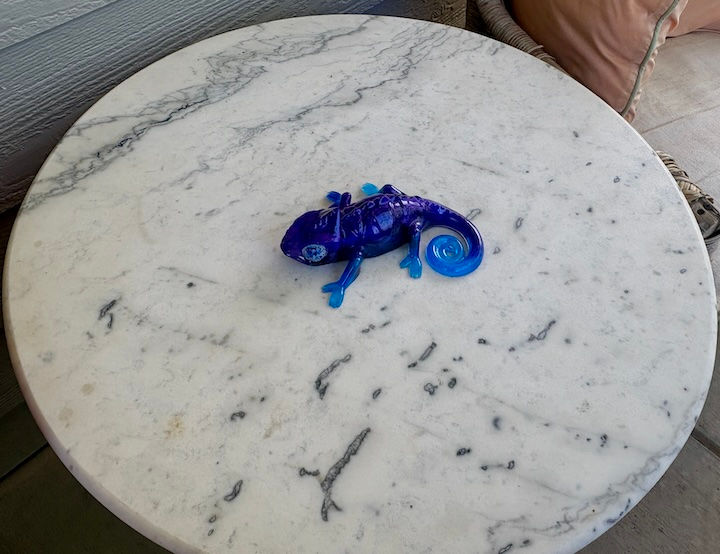 Thumbnail: Purple & Blue Glass-Like Resin Chameleon Sculpture