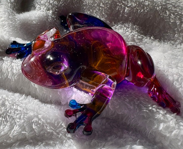 Thumbnail: Colorful Glass Resin Frog – Decorative Figurine (4" x 5")