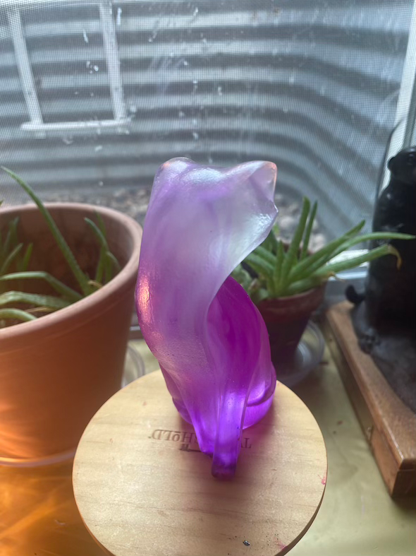 Thumbnail: Purple glass resin cat statue
