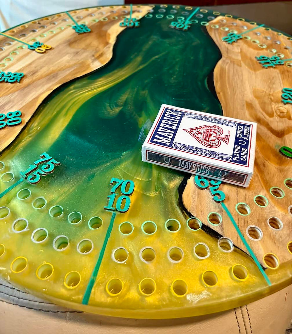 Thumbnail: Green and Gold River Cribbage Board