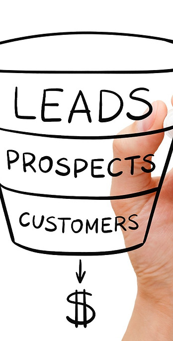 Sales funnel for converting leads to prospects to customers