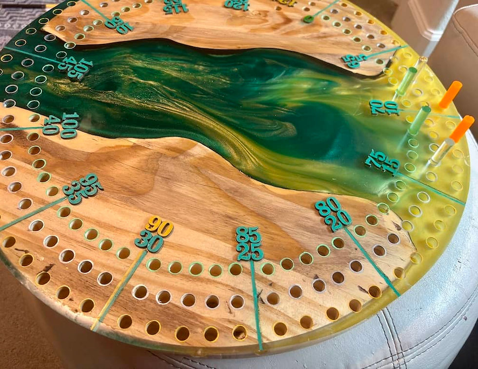 Thumbnail: Green and Gold River Cribbage Board