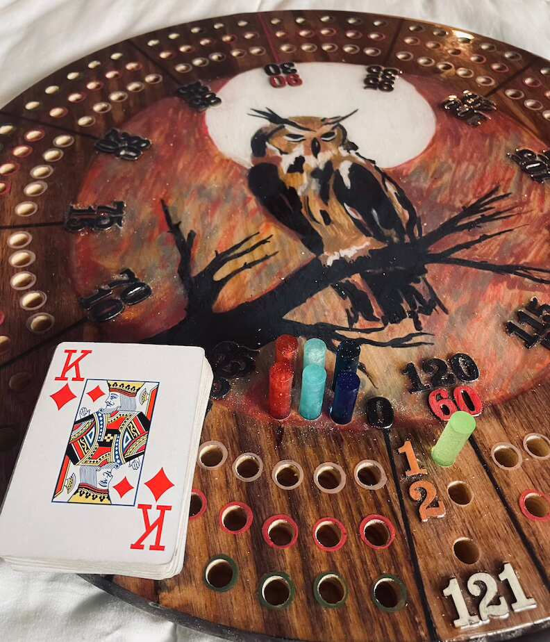 Thumbnail: custom owl cribbage board