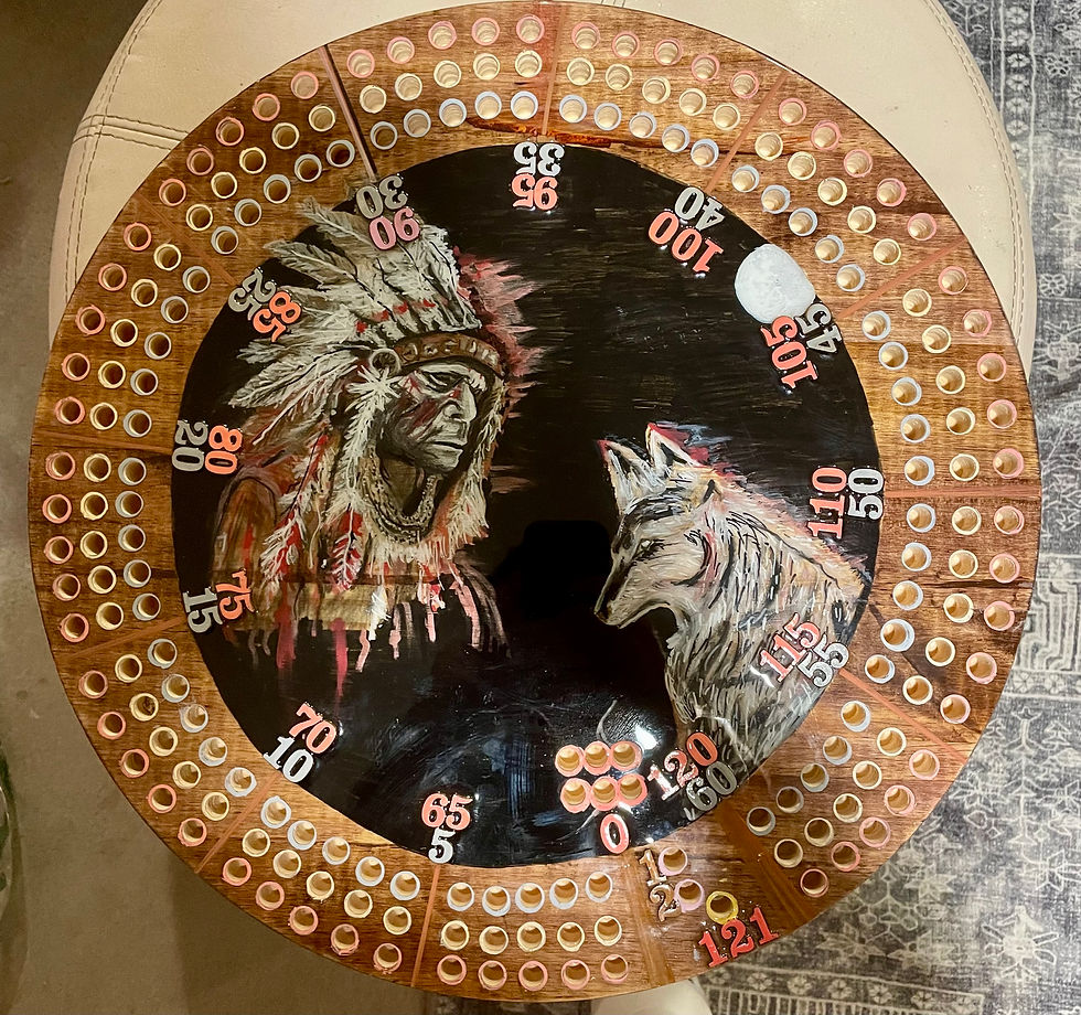 Thumbnail: Indian Chief & Wolf Cribbage Board