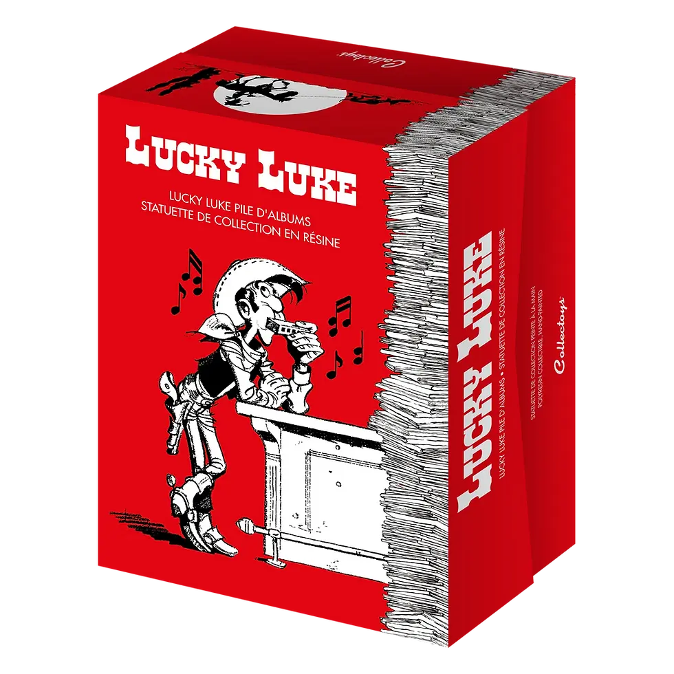 Miniature : FIGURINE LUCKY LUKE ET RANTANPLAN PILE D'ALBUMS REF 391 | Au Collectionneur