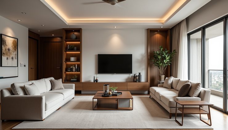 Modern living room designed by Arkaa Spaces