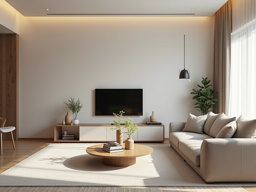 Modern 2BHK living room with minimalist decor