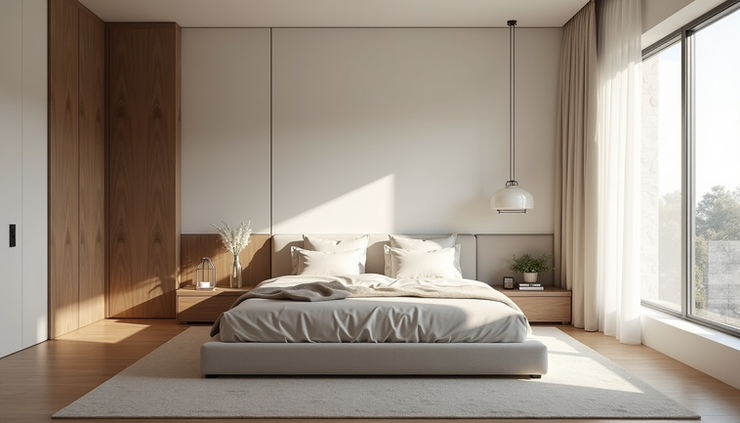 Close-up view of a modern bedroom interior designed by Arkaa Spaces in Bangalore