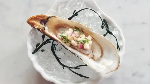 a restaurant oyster dish
