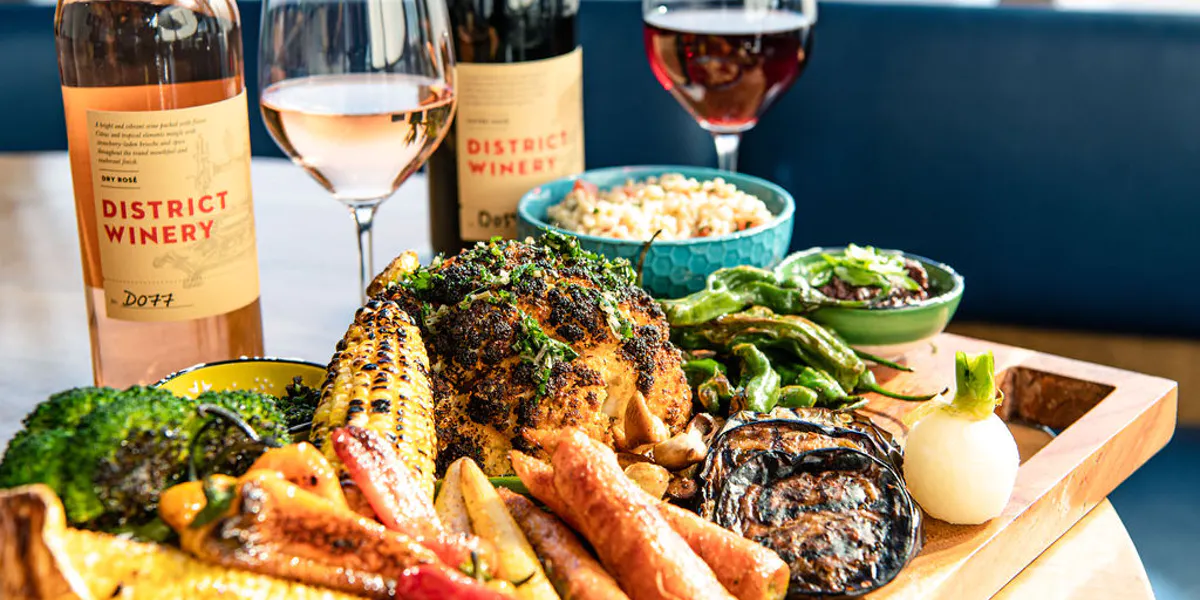 A wine and food plater from District Winery in DC