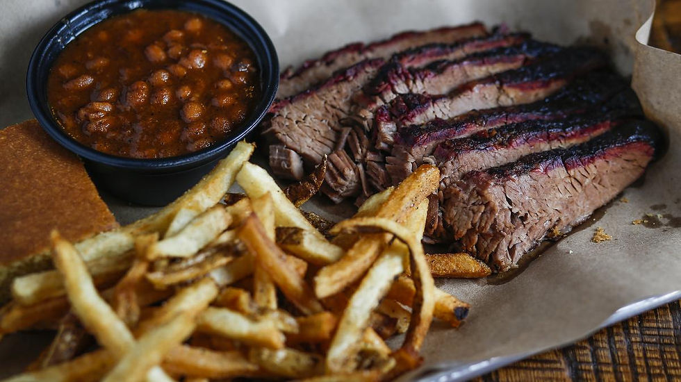 baked beans and brisket meal