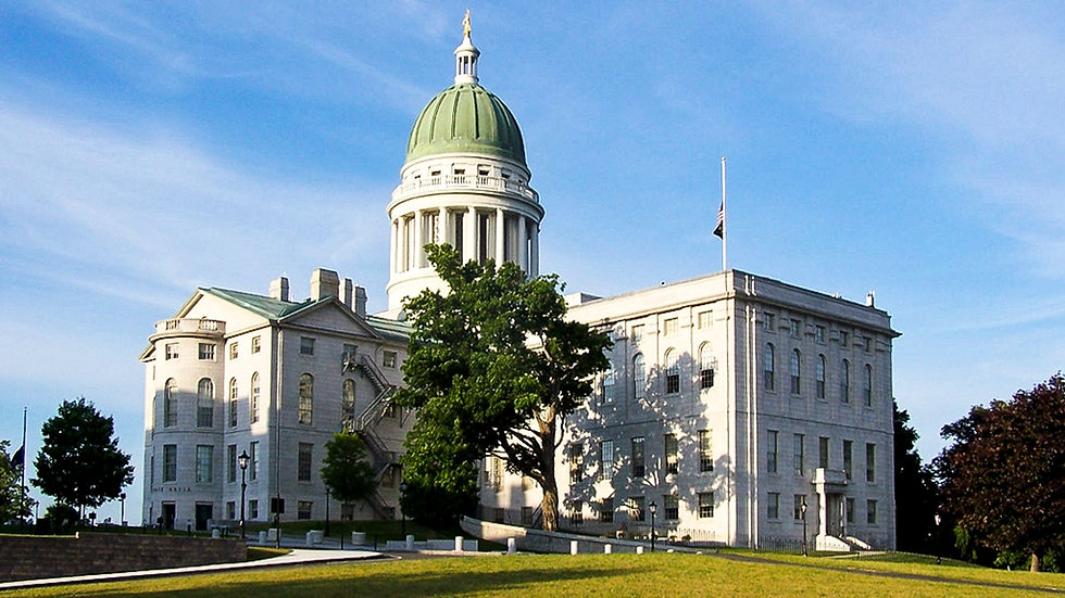 state capitol building, green dome, white siding