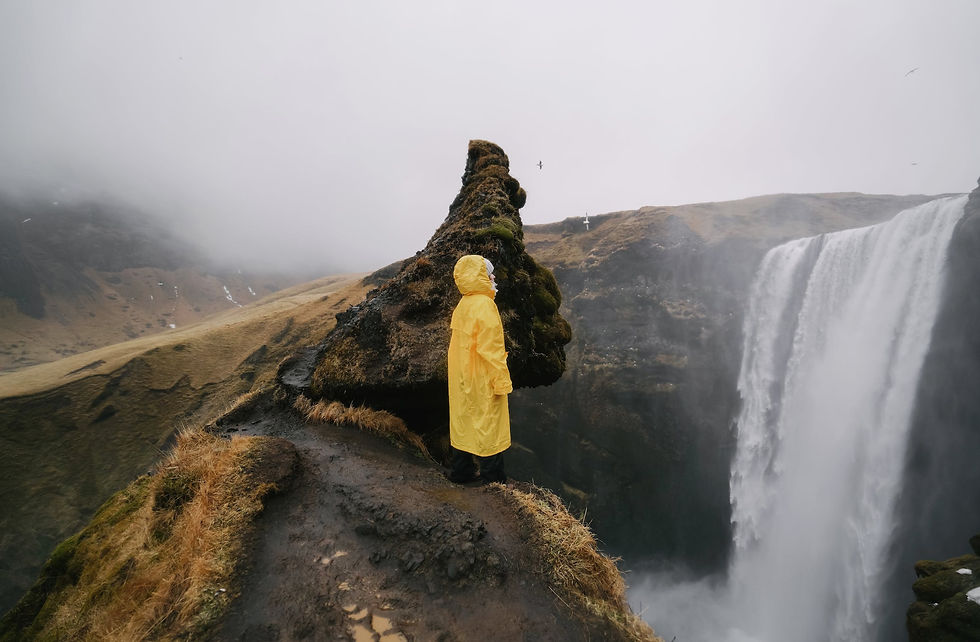 person admiring this cool waterfall