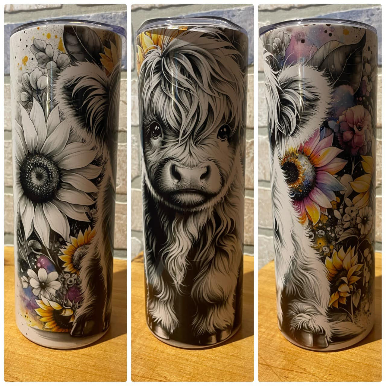 Highland Cow with Sunflowers 20 oz Tumbler