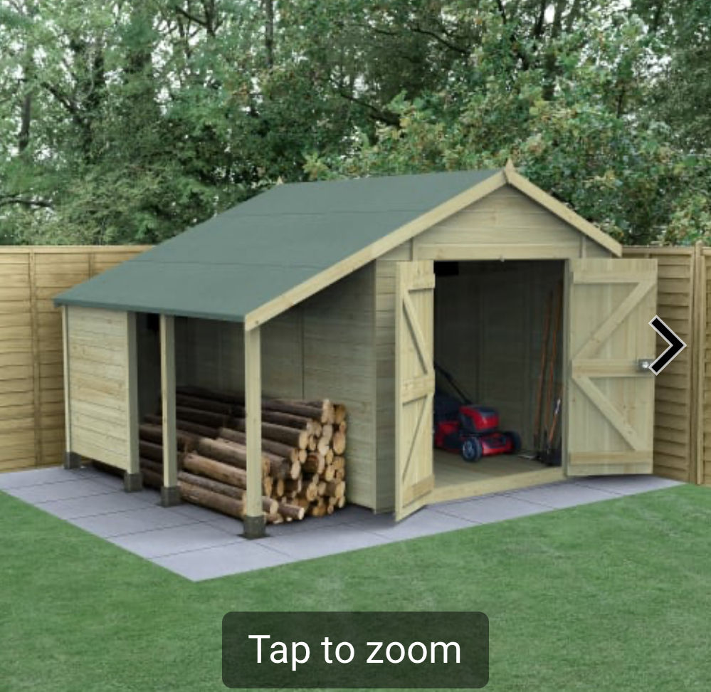 8 x 10ft Apex Tongue & Groove Pressure Treated Double Door Windowless Shed and L