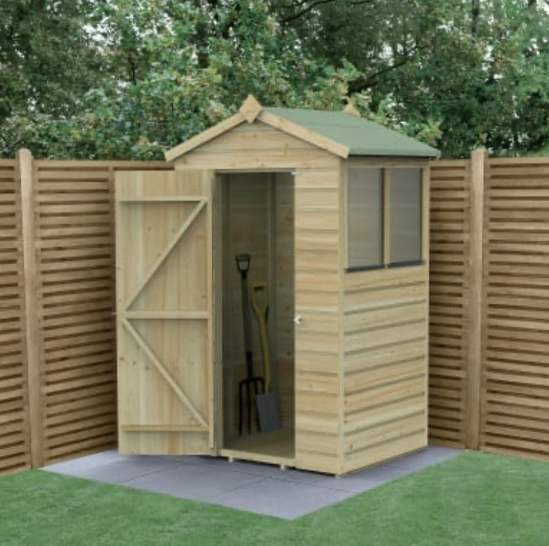 4 x 3ft Apex Shiplap Pressure Treated Shed with window
