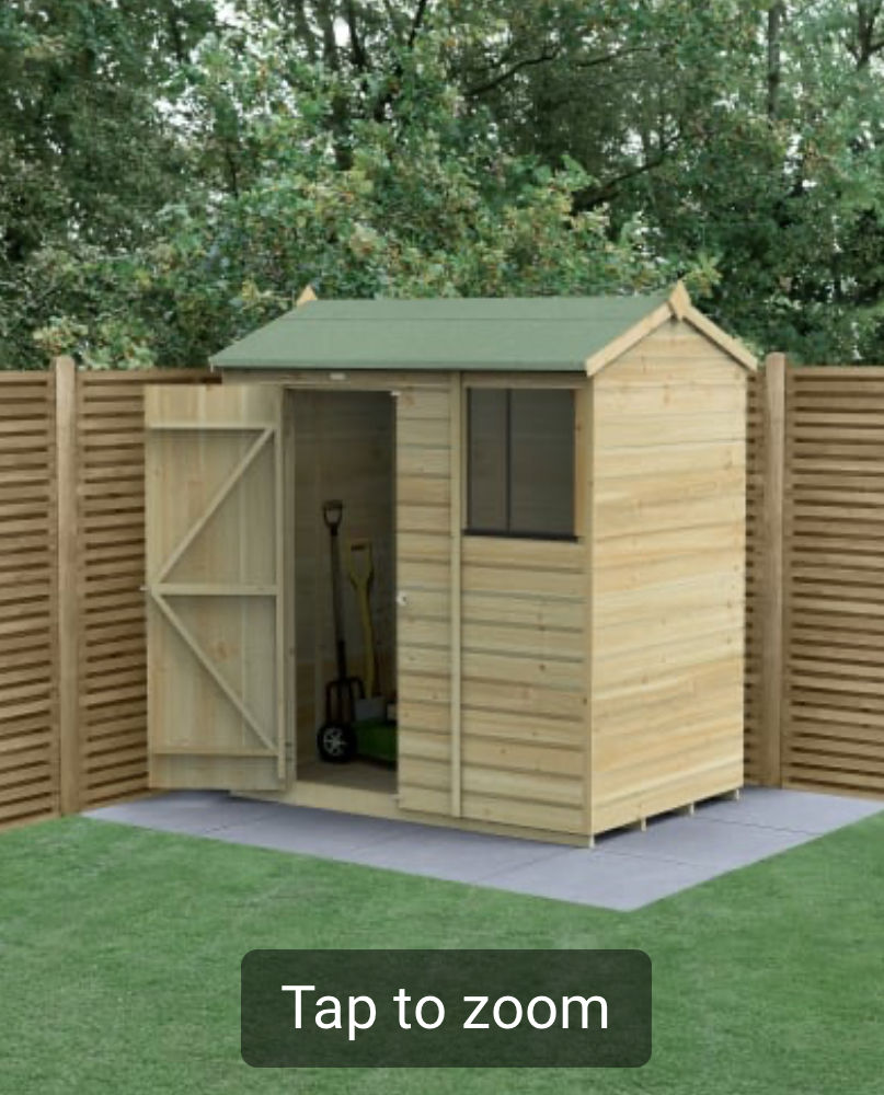 6 x 4ft Reverse Apex Shiplap Pressure Treated Shed