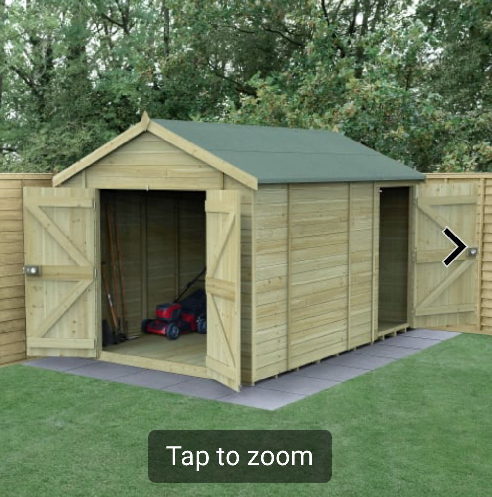 8 x 12ft Apex Tongue & Groove Pressure Treated Double Door Windowless Shed Combo