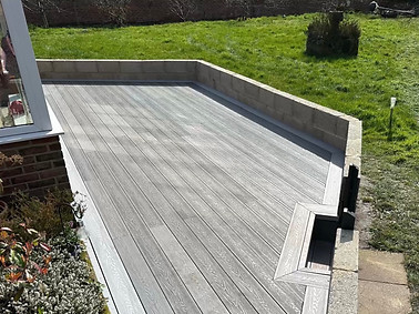 Classic Composte Decking In Ash with Stone Border in Penketh