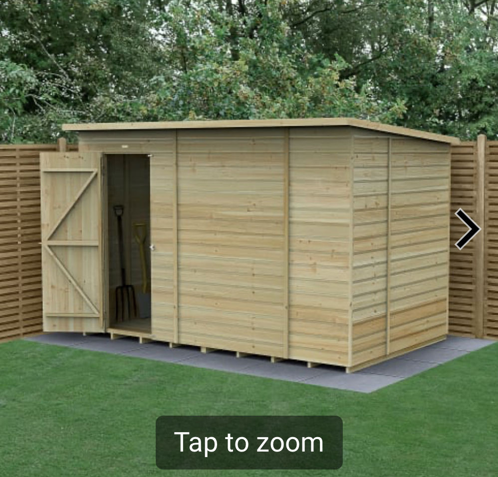 10 x 6ft Pent Shiplap Pressure Treated Windowless Shed with Base