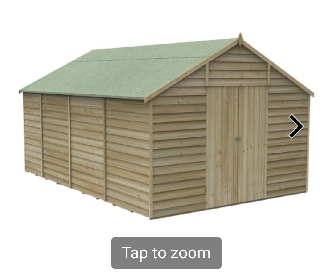 10 x 15ft 4Life Apex Overlap Pressure Treated Double Door Windowless Shed
