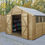 Thumbnail: 10 x 10ft 4Life Apex Overlap Pressure Treated Double Door Shed with Base