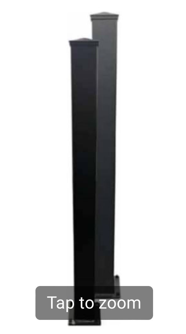 Black Aluminium Flanged Gate Post including Post Cap - 100 x 3000mm