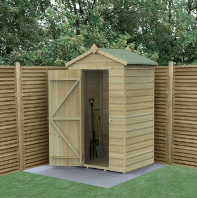 4 x 3ft Apex Shiplap Pressure Treated Windowless Shed with Base