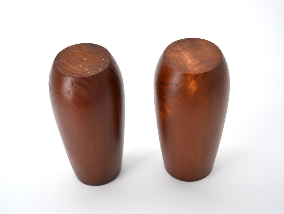 Thumbnail: MCM Style Pair Of Wood Candle Holders