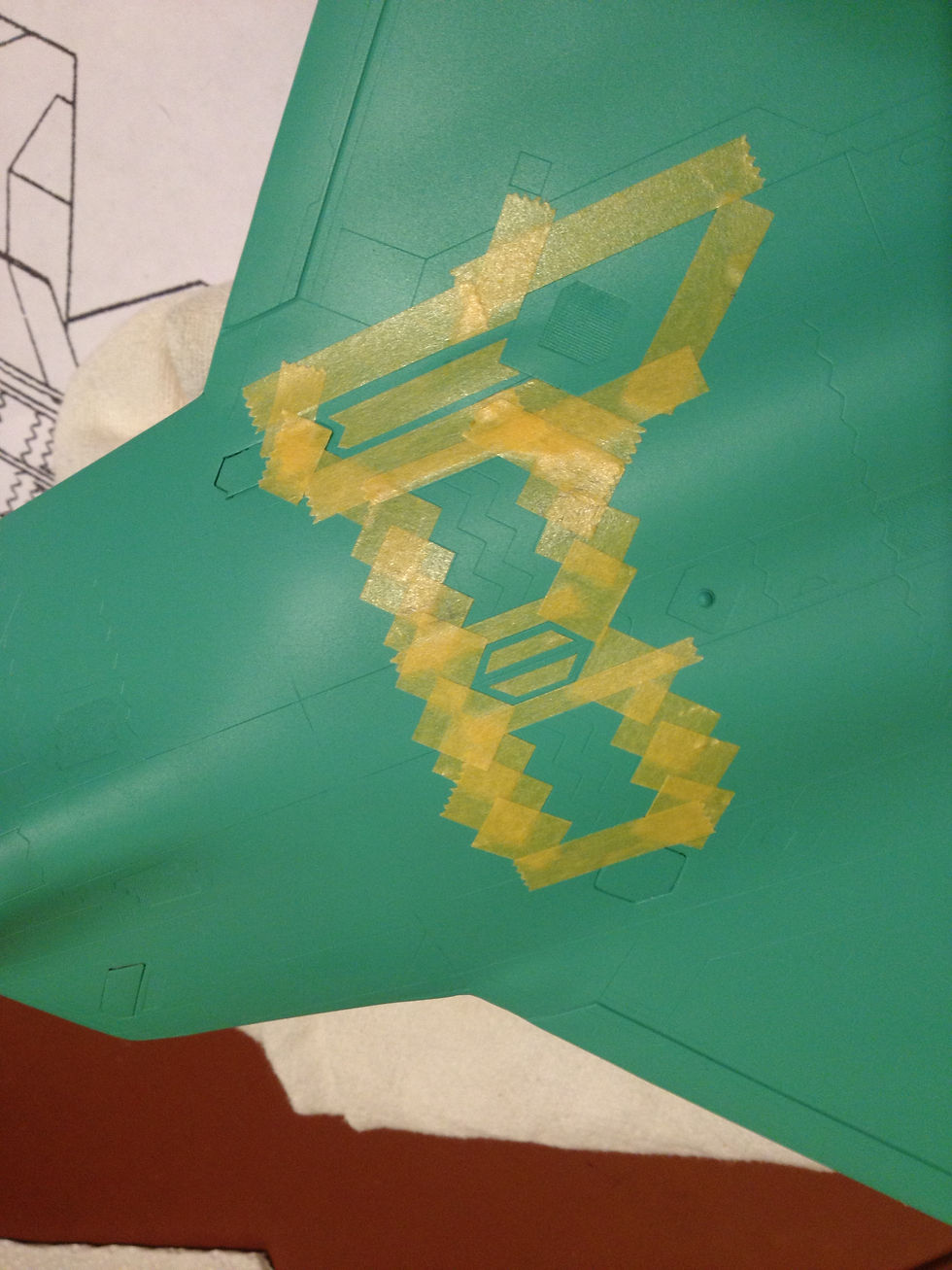 Masking can be simple or very complex as in this example of a Testors F-22.