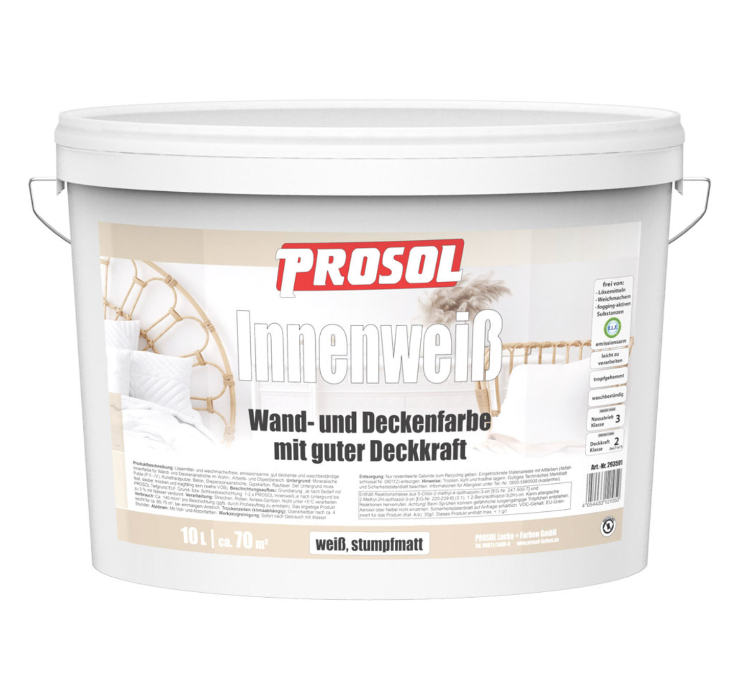 10 Liter PROSOL Innenweiß STUMPFMATT - ABHOLUNG