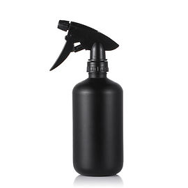 14oz black boston round plastic spray bottles with 28 -410