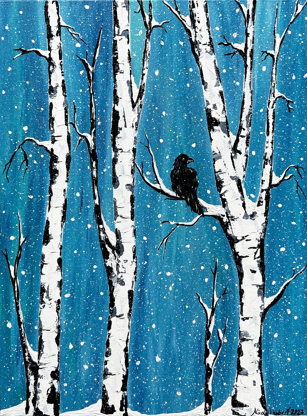 Raven in the birch forest (Sold)