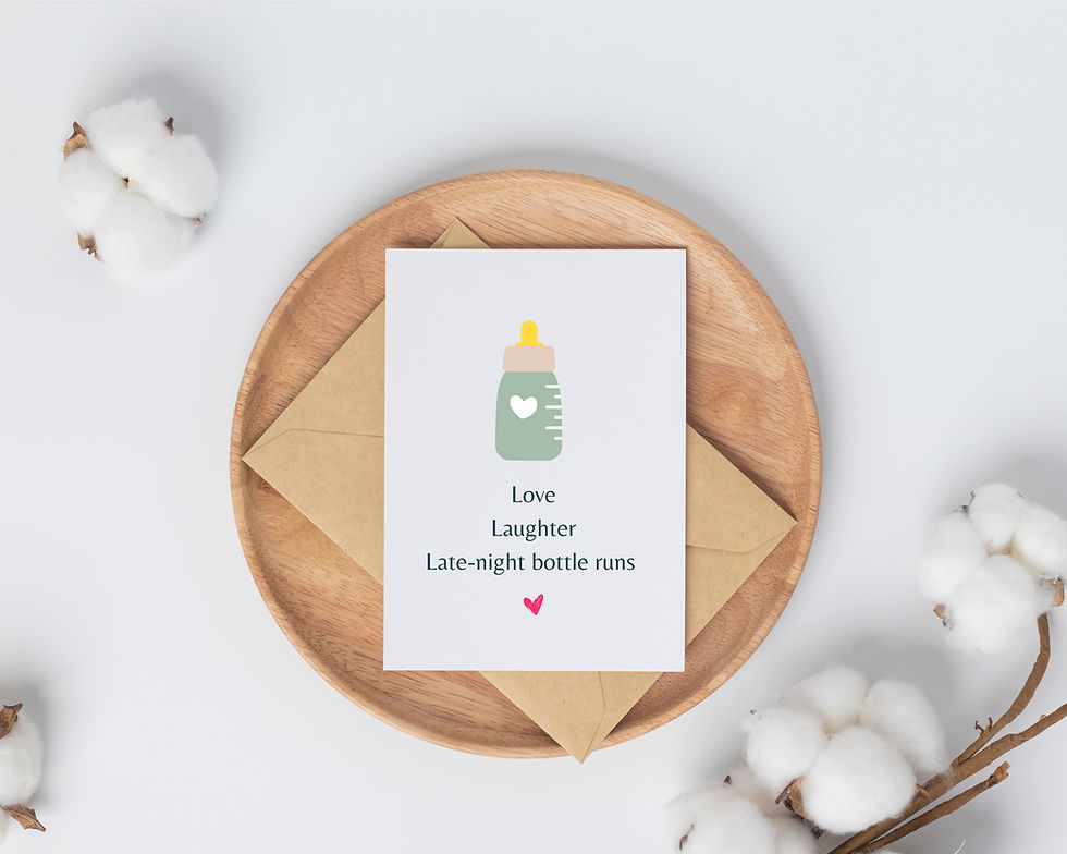 Thumbnail: "Love, Laughter & Late Nights" Greeting Card for New Parents