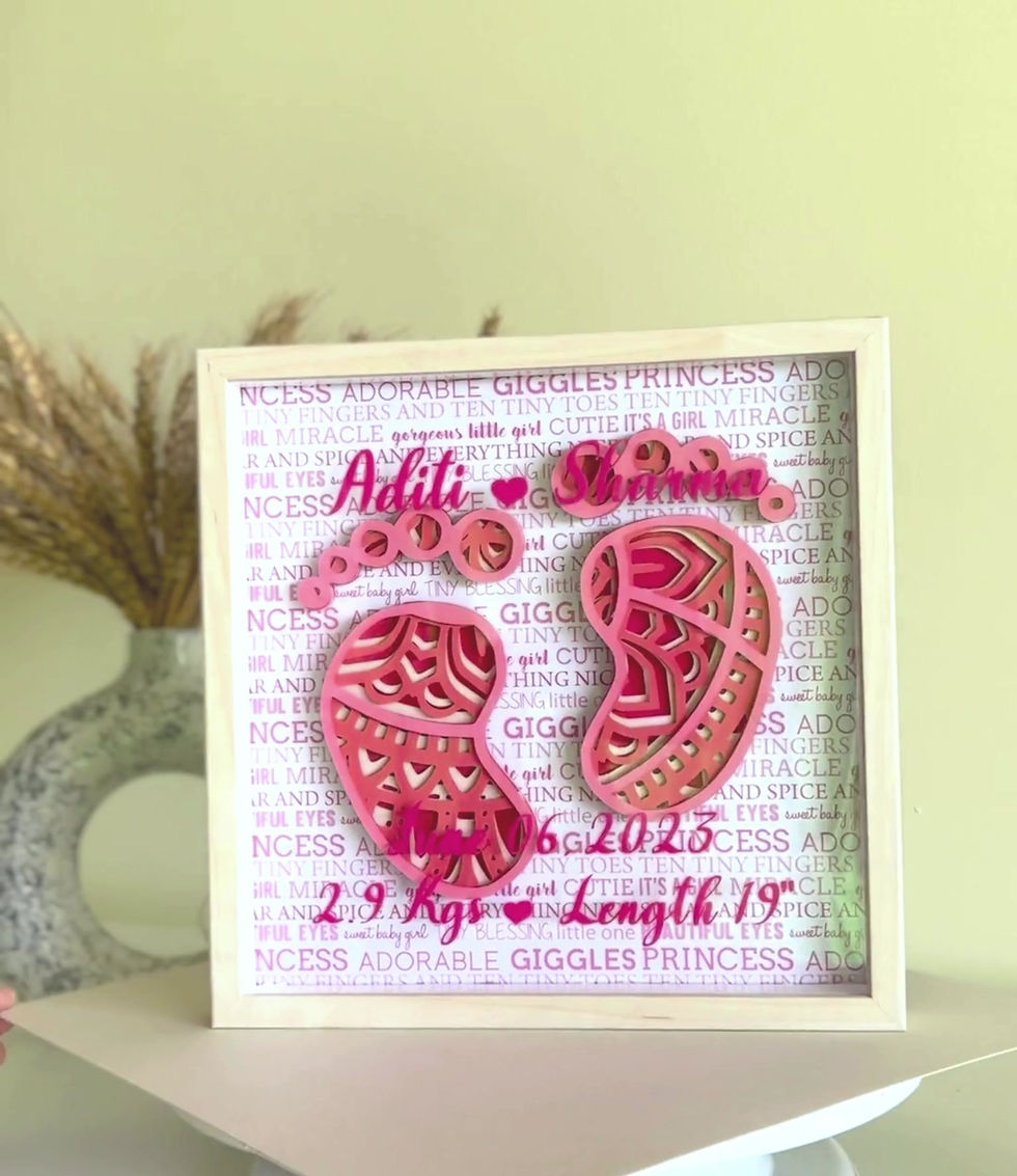 Thumbnail: Pink Little Feet 1.0 Personalised Handcrafted 3D Shadow Frame