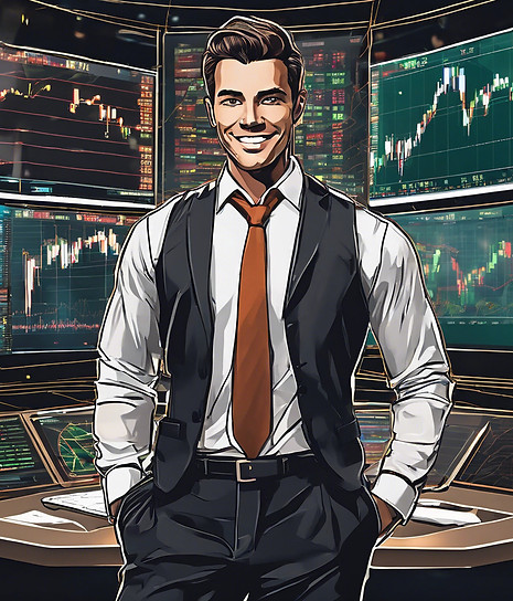 Confident Male Figure_ Place a well-dressed, handsome man at the center of the image.